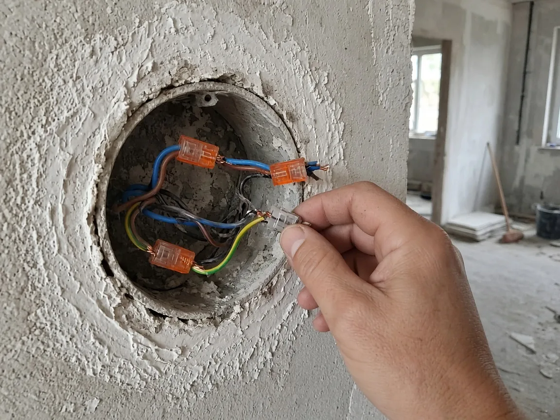 Buat içinde kablo bağlantısı yapan elektrikçi eli