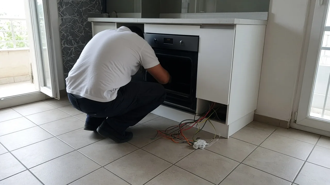 Ankastre fırının elektrik bağlantısını yapan elektrikçi